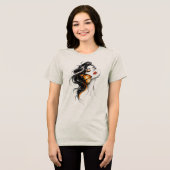 エレガントな三羽の蝶の抽象芸術 トライブレンドＴシャツ (正面全面)