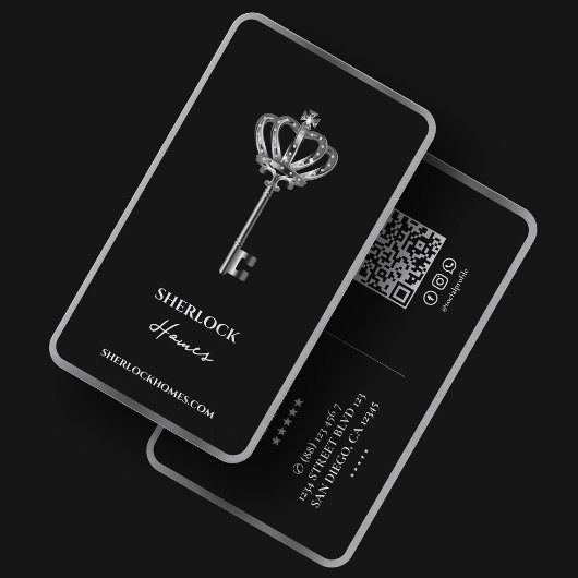 エレガントな不動産屋 ブラックシルバー キー クラウン 抵当 名刺