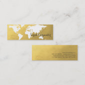 エレガントな世界地図|ののどの金ゴールド| スキニー名刺 (正面/裏面)