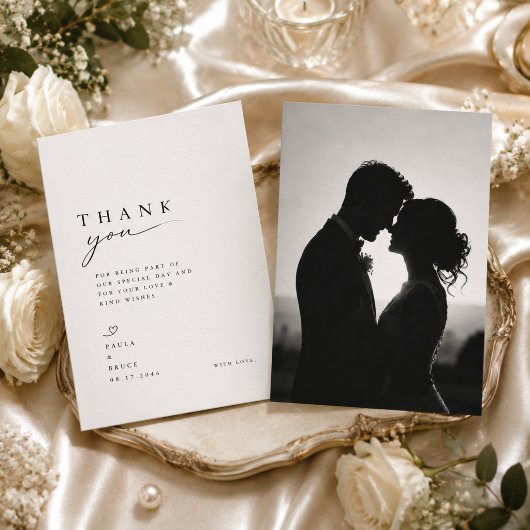 エレガントな両面結婚式のお礼 サンキューカード