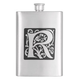 エレガントな中世手紙Rのアンティークのモノグラム フラスク