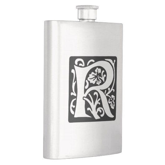 エレガントな中世手紙Rのアンティークのモノグラム フラスク (右)