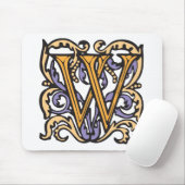 エレガントな中世手紙Wのアンティークのモノグラム マウスパッド (マウス)