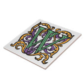 エレガントな中世緑の手紙Wのモノグラム タイル (側面)