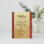 エレガントな中国の菊の誕生日招待状 ポストカード (スタンド正面)