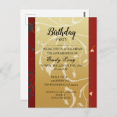 エレガントな中国の菊の誕生日招待状 ポストカード (正面/裏面)