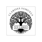 エレガントな丸い木のカスタム名前 Ex Libris ラバースタンプ (インプリント)
