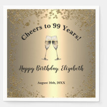 エレガントな乾杯 ゴールド99歳の誕生日 ナプキン