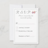 エレガントな二つのハートのカトリック教会の結婚式 出欠カード (正面)