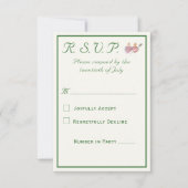 エレガントな二つのハートのカトリック結婚式 出欠カード (正面)