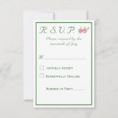 エレガントな二つのハートのカトリック結婚式 出欠カード (正面)