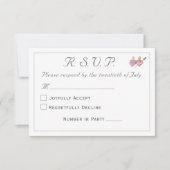 エレガントな二つのハートのカトリック結婚式 出欠カード (正面)