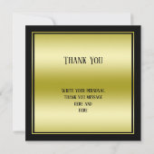 エレガントな人の金ゴールド及び黒い誕生日 サンキューカード (裏面)