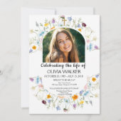 エレガントな人生の祝祭 花の葬儀 招待状 (正面)