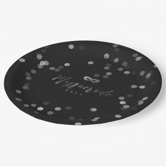 エレガントな仮面舞踏会のパーティーの紙皿9" ペーパープレート (アングル)