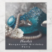 エレガントな仮面舞踏会のマスク＆パールパーティーワインラベル ワインラベル (シングルラベル)