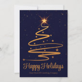 エレガントな企業のための紺色とゴールドのHappy Holidays シーズンカード (正面)