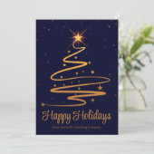 エレガントな企業のための紺色とゴールドのHappy Holidays シーズンカード (スタンド正面)