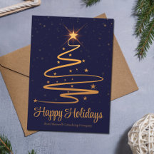 エレガントな企業のための紺色とゴールドのHappy Holidays