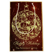 エレガントな企業のホリデー ゴールド オーナメント ミディアムペーパーバッグ (正面)