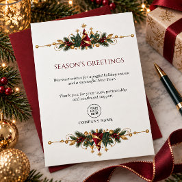エレガントな企業向けクリスマスグリーティング シーズンカード