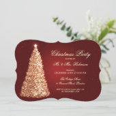エレガントな休日のパーティの金ゴールドのクリスマスツリーの赤 招待状 (スタンド正面)