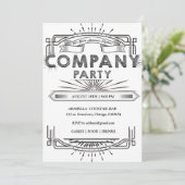 エレガントな会社パーティーのブラック＆ホワイトテンプレート 招待状 (スタンド正面)