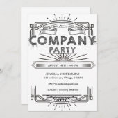 エレガントな会社パーティーのブラック＆ホワイトテンプレート 招待状 (正面/裏面)