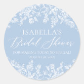 エレガントな何かブルーのヴィンテージ ブライダルシャワー ラウンドシール (正面)