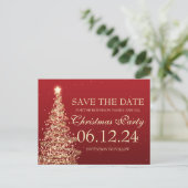 エレガントな保存日付のクリスマス・パーティの赤 案内ポストカード (スタンド正面)