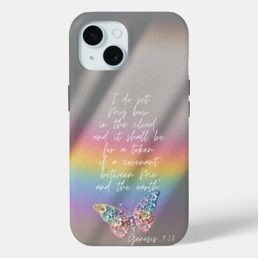エレガントな信仰の虹の写真 花と蝶 Case-Mate iPhoneケース (裏面)