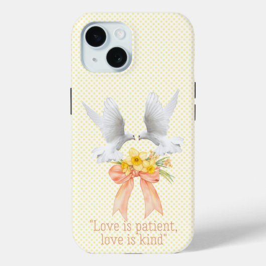 エレガントな信仰 ピーチ フローラルボウ ドット 白鳩 Case-Mate iPhoneケース (裏面)