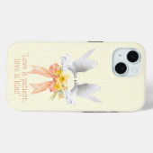エレガントな信仰 ピーチ フローラルボウ ドット 白鳩 Case-Mate iPhoneケース (裏面 (横))