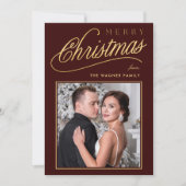 エレガントな偽のゴールドスクリプトのクリスマス写真 シーズンカード (正面)