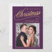 エレガントな偽のゴールドスクリプトのクリスマス写真 シーズンカード (正面)