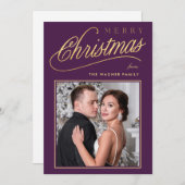 エレガントな偽のゴールドスクリプトのクリスマス写真 シーズンカード (正面/裏面)