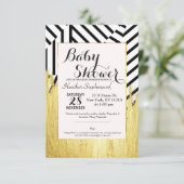 エレガントな偽のゴールドペイントストロークとストライプパターン 招待状 (スタンド正面)