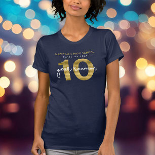 エレガントな偽のゴールド10年クラス同窓会 Tシャツ