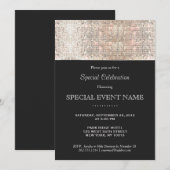 エレガントな偽のシルバーシーケンスブラックパーティー 招待状 (正面/裏面)