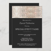 エレガントな偽のシルバー シーケンス ブラックパーティー 招待状 (正面/裏面)