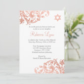 エレガントな偽のローズゴールドの装飾が施されたバット・ミッツヴァの招待状 招待状 (スタンド正面)
