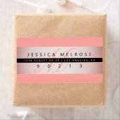 エレガントな偽のローズゴールド & モノグラム 返送先住所 ラベル (インサイチュ)