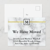 エレガントな偽の大理石の白 モノグラム 引越アナウンス 案内ポストカード (正面/裏面)