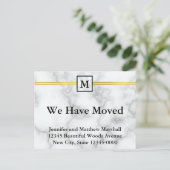 エレガントな偽の大理石の白 モノグラム 引越アナウンス 案内ポストカード (スタンド正面)