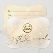 エレガントな偽の輝きあなたのロゴギフトカード 招待状 (正面/裏面)