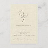 エレガントな偽リネン結婚式 エンクロージャーカード (正面)