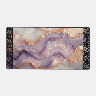 エレガントな偽大理石ブラックオーナメントトリム デスクマット