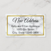 エレガントな偽大理石ホワイト 引っ越しのお知らせ エンクロージャーカード (正面)