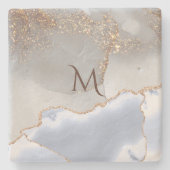 エレガントな偽物のグリッター大理石ストーンコースター ストーンコースター (正面)