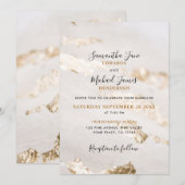 エレガントな偽金箔のウェディング招待状 招待状 (正面/裏面)